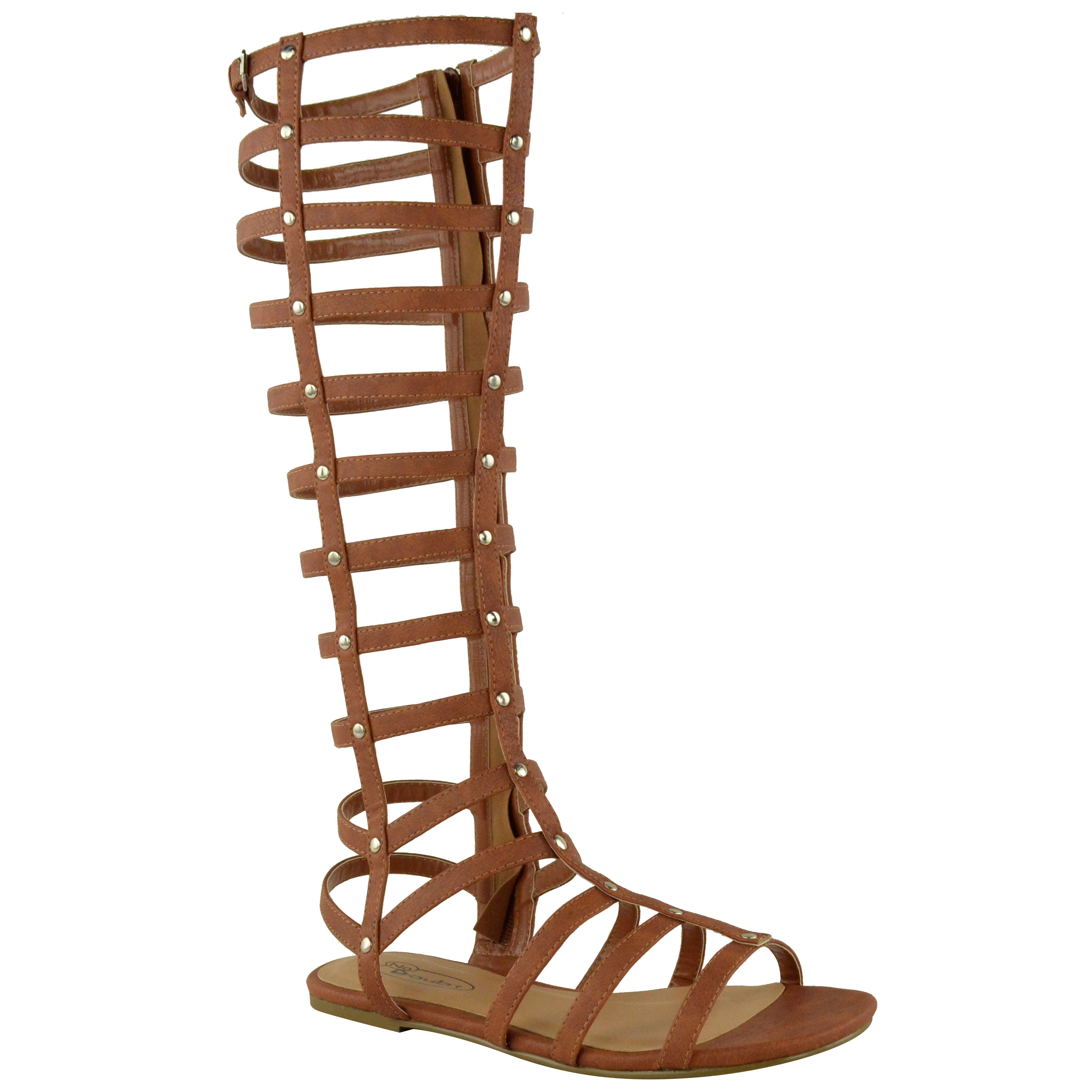 ... KNEE HIGH GLADIATOR SANDALS CUT OUT FLAT STRAPPY SUMMER SHOES SIZE